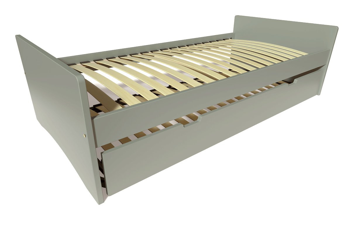 Lit gigogne 90x190 ABC pin massif - Gris