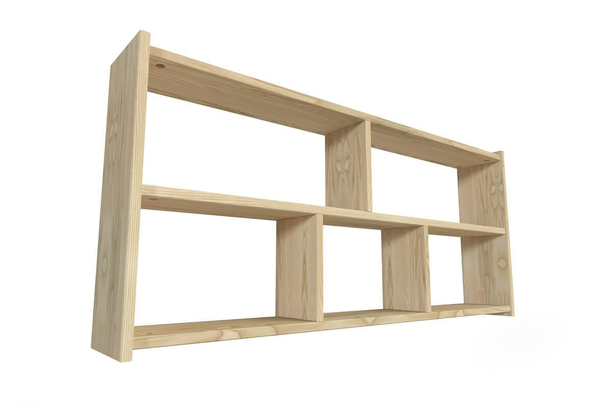Etagère suspendue largeur 200cm en bois pour lit mezzanine - Brut (sans vernis)