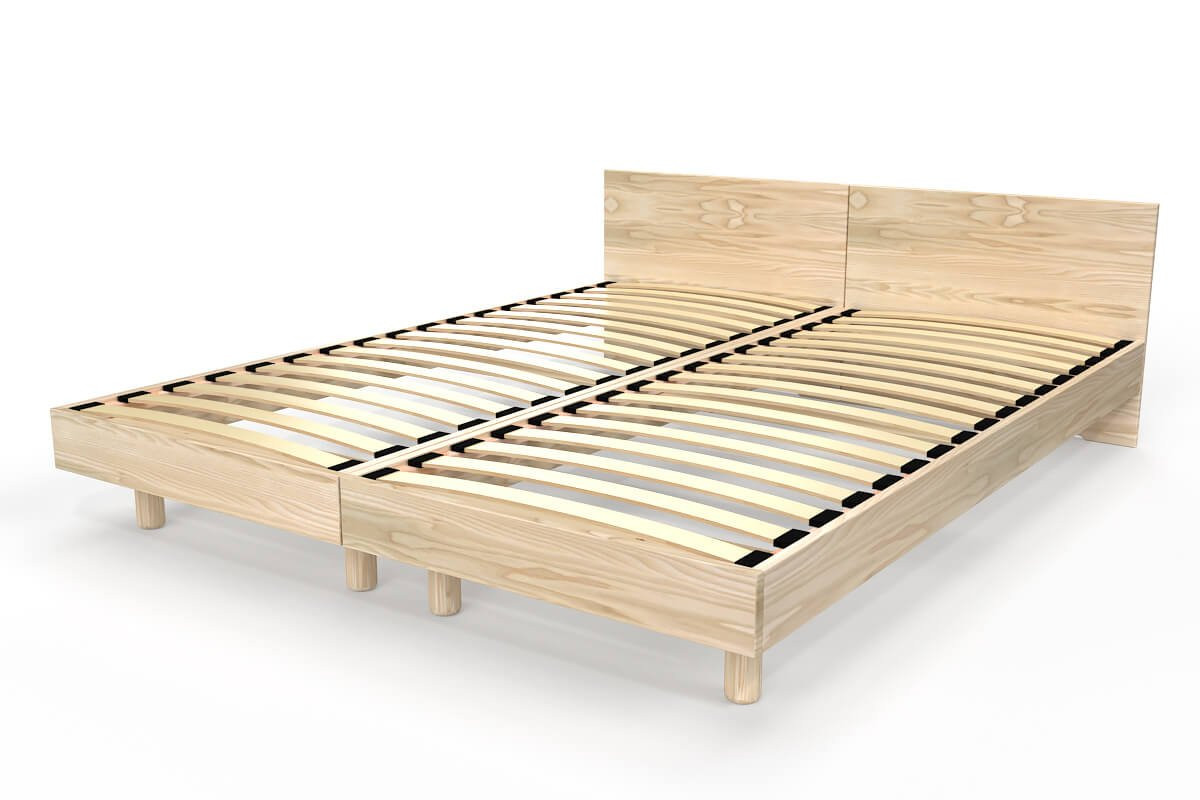 Lits jumeaux bois massif avec têtes Twin - 90x200 - Brut (sans vernis)