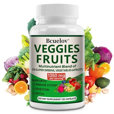 Bcuelov Vegetable and Fruit Supplement -1350 Mg - Supports Immune, Digestion, Detoxification - 120