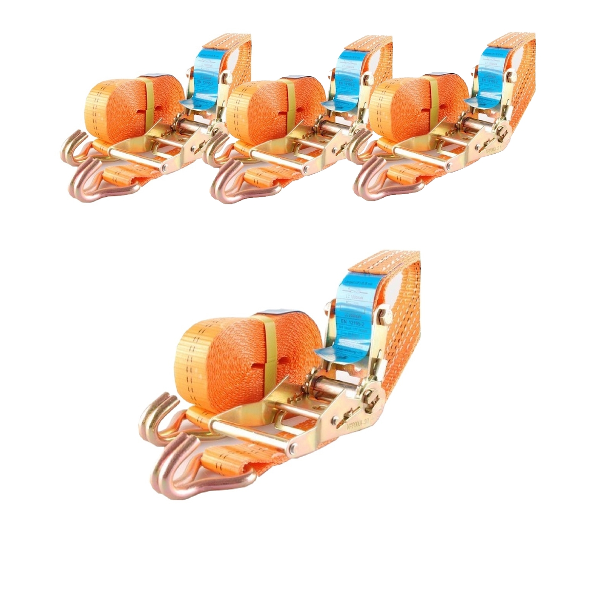 Baumarktplus 4x Profi Ratschen Spanngurt Spanngurte Zurrgurt 2-tlg 5m 2t 2to 2000kg TÜV/GS ORANGE Image