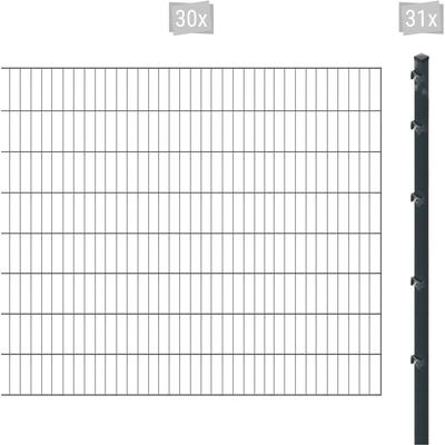 Einstabmattenzaun ARVOTEC "ESSENTIAL 160 zum Aufschrauben", grau (anthrazit), H:160cm, Stahl, Kunststoff, Zaunelemente, Zaunhöhe 160 cm, Zaunlänge 2 - 60 m Image