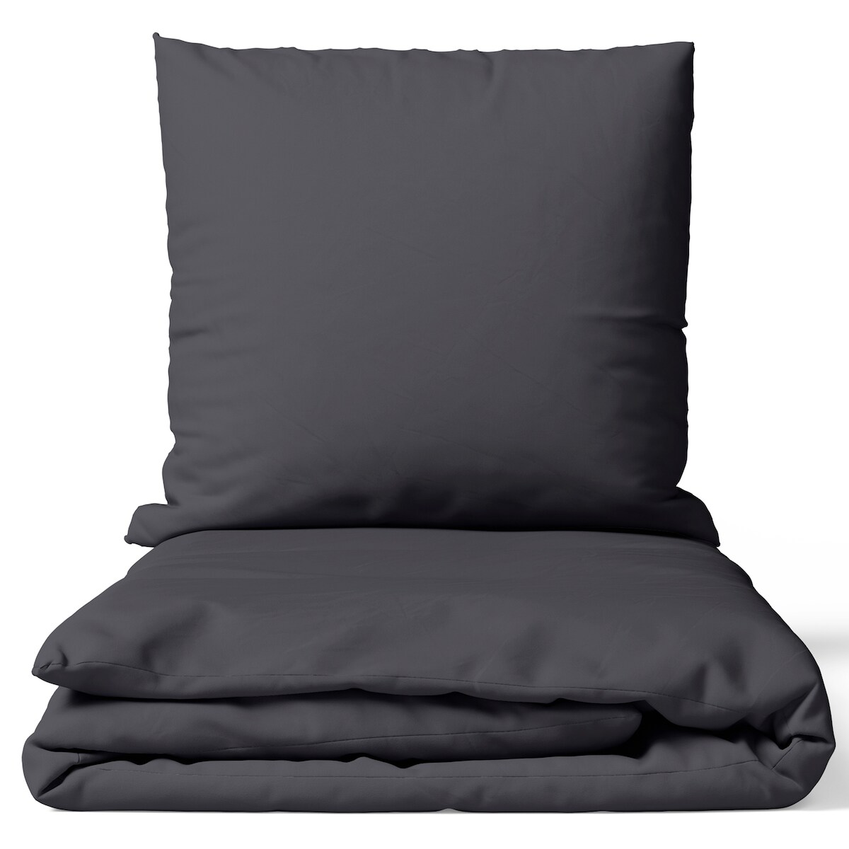 NYVI Bettwäsche Set DreamScience Mikrofaser Uni - Atmungsaktiv & Weich - Mit Reißverschluss 155x220 + 80x80 cm anthrazit Image