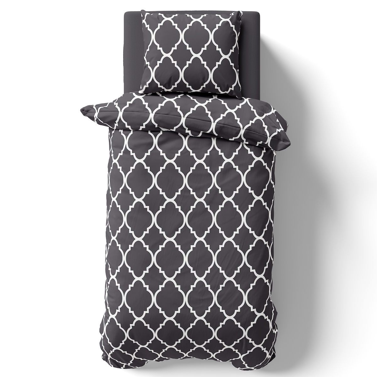 NYVI Bettwäsche Set DreamScience Renforcé Design - Atmungsaktiv & Weich - 100% Baumwolle - Mit Reißverschluss 200x200 + 2x 80x80 cm Maroc Anthrazit