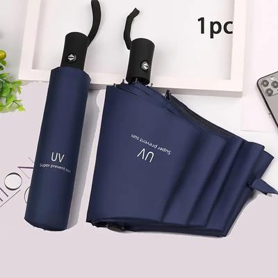 TEMU Sleek Automatic Folding Umbrella - Waterproof, Windproof, Sun Protection | One-button | Stylish Solid For Men Image