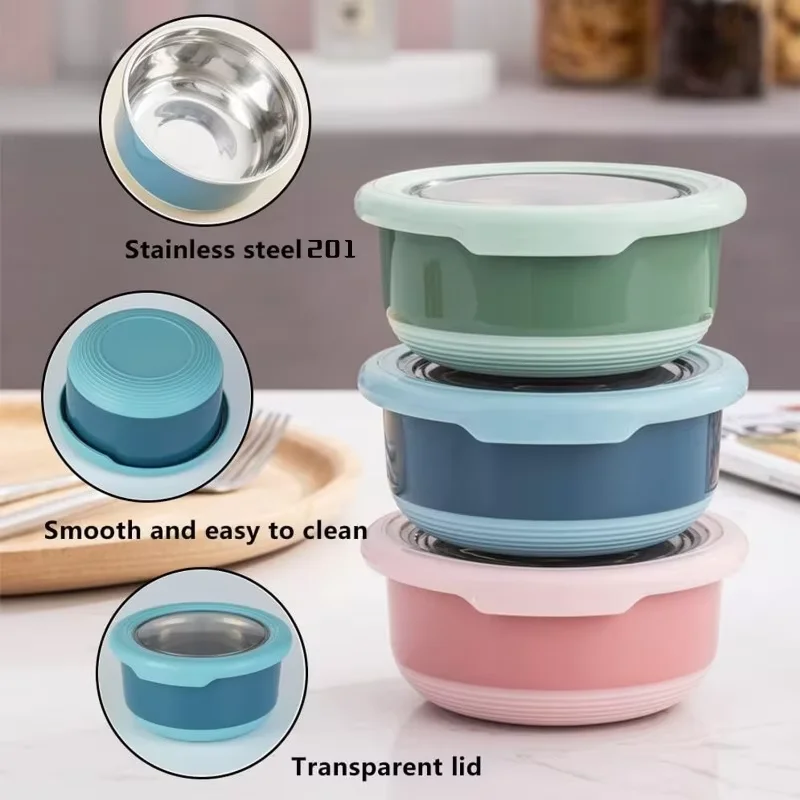 Boîte de conservation des aliments en acier inoxydable, bol de scellage des aliments, boîte à déjeuner Anti-brûlure avec couvercle, bol de scellage des aliments de cuisine, boîte de conservation des