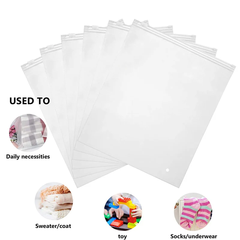 50 pezzi sacchetti di plastica con cerniera smerigliata sacchetti di plastica per vestiti Tshirt imballaggio sacchetto con cerniera di spedizione per sacchetto di immagazzinaggio dell'organizzatore
