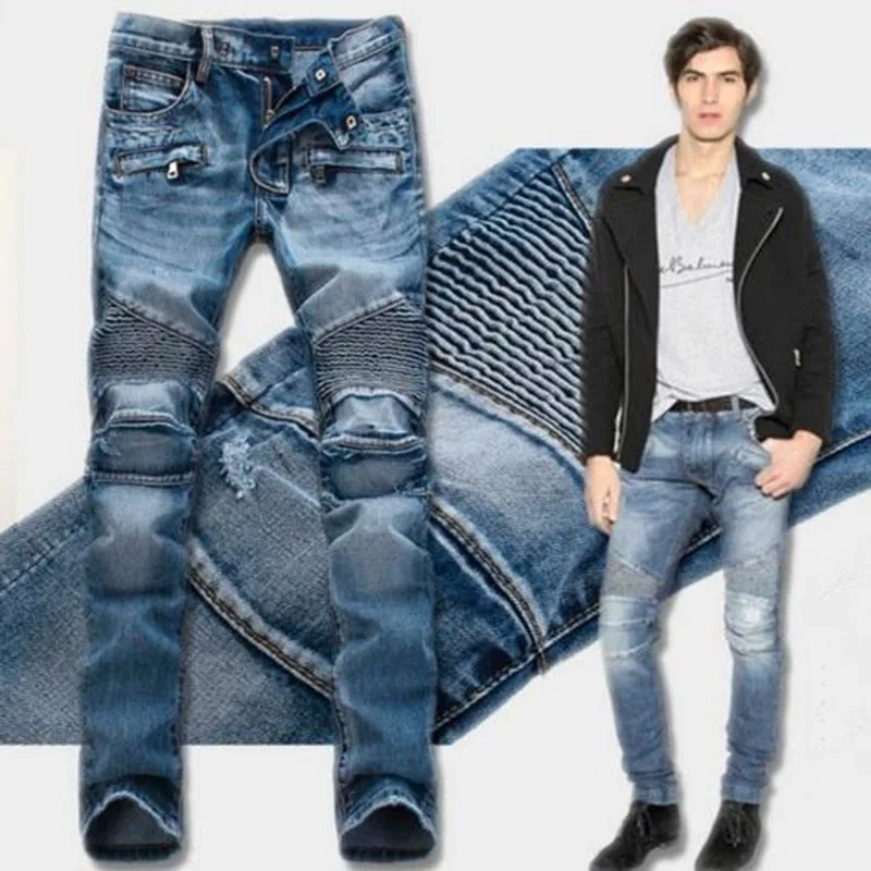 2021 neue Mode Herren Moto Biker Gerade Jeans Frühling Herbst Punk Streetwear Trouers Casual Denim Designer Hosen Größe 28-42