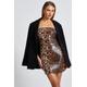 Quiz Womens Brown Leopard Sequin Mini Dress - Size 14 UK | Quiz Sale | Discount Designer Brands