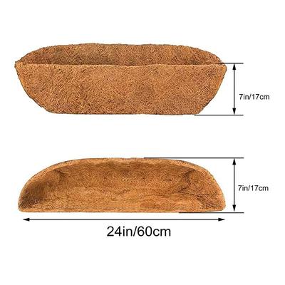 Coco Liner Trough Coco Liner for Planters, 24/30/36/48 inch Half Moon Shape Trough Coco Coir Coconut Fiber Replacement Liner for Window Box, Wall Trough Planter