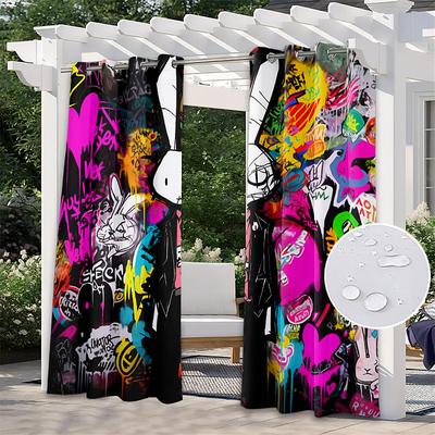 Waterproof Outdoor Curtain Privacy, Sliding Patio Curtain Drapes, Pergola Curtains Grommet For Gazebo, Balcony, Porch, Party