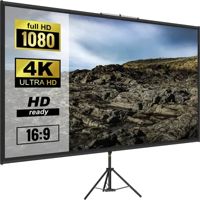VEVOR 100 Inch Tripod Projector Screen W/ Stand 16:9 4K HD Portable Home Cinema for Indoor & Outdoor