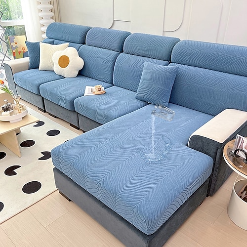 Spandex-Couchbezüge, Jacquard-Magic-Sofabezug, kratzfester Sofabezug für Hunde und Haustiere, Schonbezüge für Zweisitzer, L-förmig, 3-Sitzer, waschbarer Schutz Image