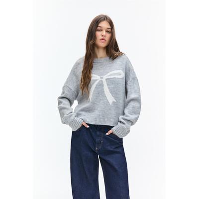 Knit Jumper With Bow Graphic