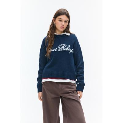 Knit Jumper With Slogan