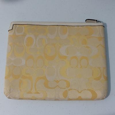 Coach Accessories | Coach Signature Zip Top Padded Ipad/Tablet Kindle Sleeve Case Yellow Canvas | Color: Cream/Yellow | Size: Os