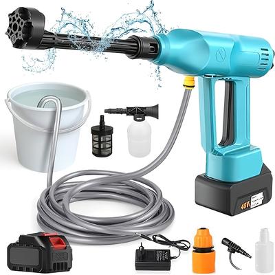 TEMU 300w Portable High-pressure Car Washer With Wireless Detachable Accessories - Stainless Steel, Ideal For Auto & Home Cleaning Image