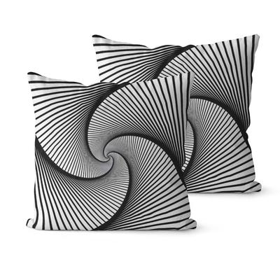 TEMU 2pcs Black And White Geometric Print Pillowcases, , Polyester Decorative Cushion Covers For Living Room, Bedroom, Sofa - Zip Closure, Hand Wash Only (pillow Core Not Included) Image