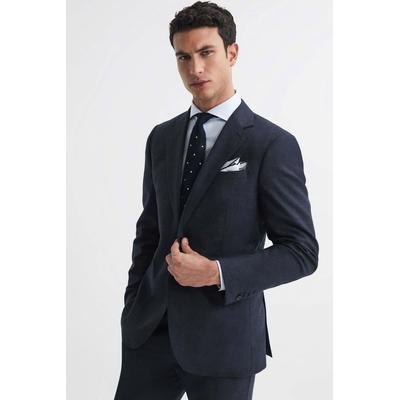 Dunn - Textured Slim Fit Blazer - Blue - Reiss Jackets