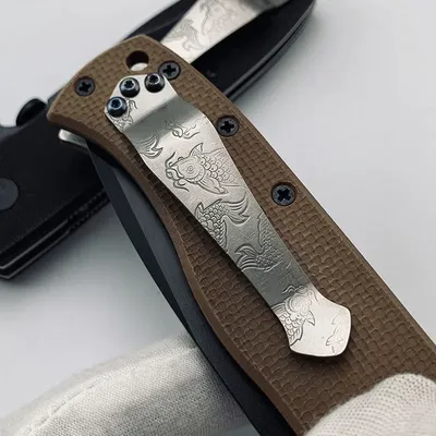 2 farben cnc titan koi muster messer taschen clip für benchmade bugout 535 griptil lian 551 940 585 980 emerson cqc zt0640 0920