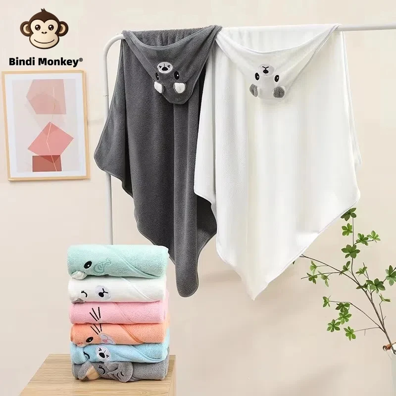 0-3Y Baby Dusche Unisex Baby Bademantel Flanell Mantel Cartoon Junge Mädchen Ultra-Weiche Kapuze Spa Robe Bad Handtuch neugeborenen Abdeckung-Up Image