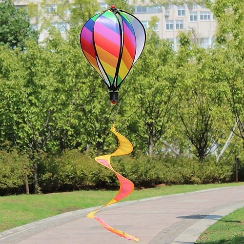 arcobaleno mongolfiera striscia del vento paillettes tinta unita mulino a vento transfrontaliero rotante colorato girandola per esterni arredamento da giardino