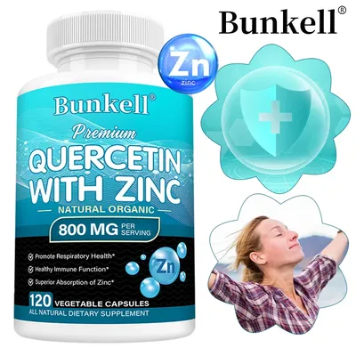 Quercetin with Zinc - Natural and Organic, Supports Respiratory Health, Immune Function, Eye Health, Non-GMO and Gluten-Free