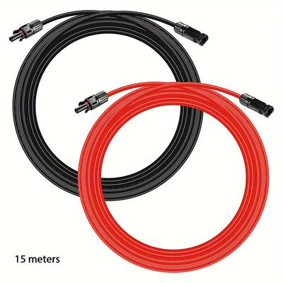 TEMU Solar Cable Two-wire Solar Extension Cable, Copper String With Female And Male Connectors, Solar Panel Cables And Adapters For Home, Store And Panels Image