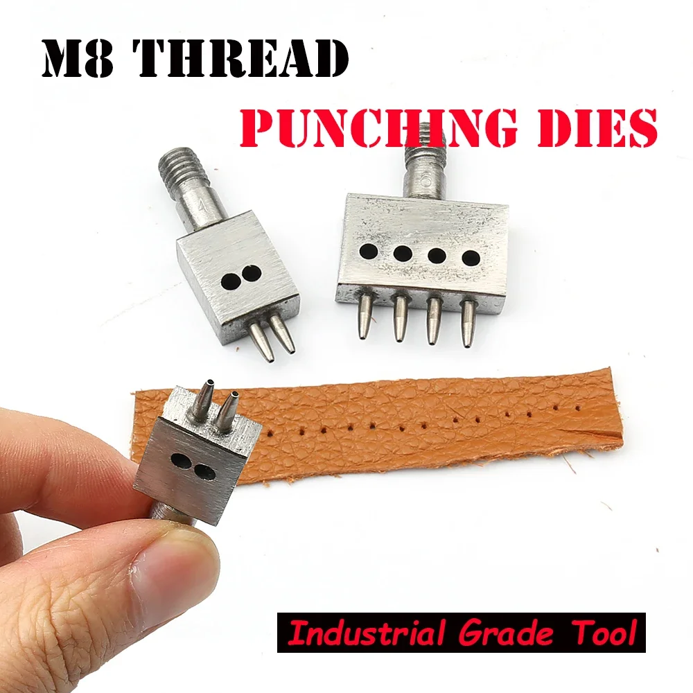 4/5/6/8mm Spaziatura Foro In Pelle Punzonatura M8 Filettatura Punzonatrice Muore per Pressa A Mano Perforata Cuciture Rotonde Taglio Strumenti di Punzonatura In Pelle