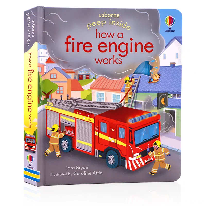 Usborne Peep Inside How A Fire Engine funktioniert Englisch-Lernbuch mit Klappe, pädagogisches 3D-Bilderlesebuch mit Klappe Image