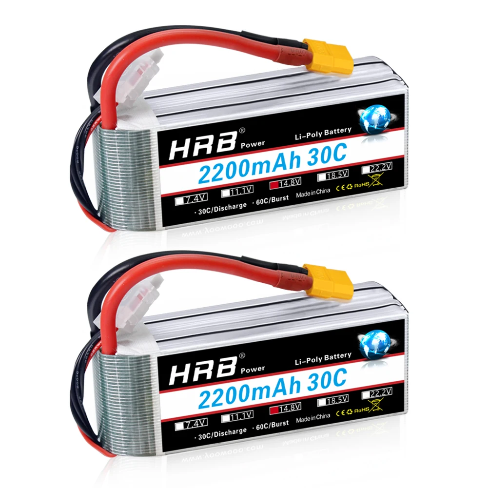 HRB 4S 2200mah Lipo Batterie 14,8v RC Batterie 30C mit XT60 Stecker 105*34*32mm für UVA Fpv Drohnen Flugzeug RC Lkw RC Auto Image