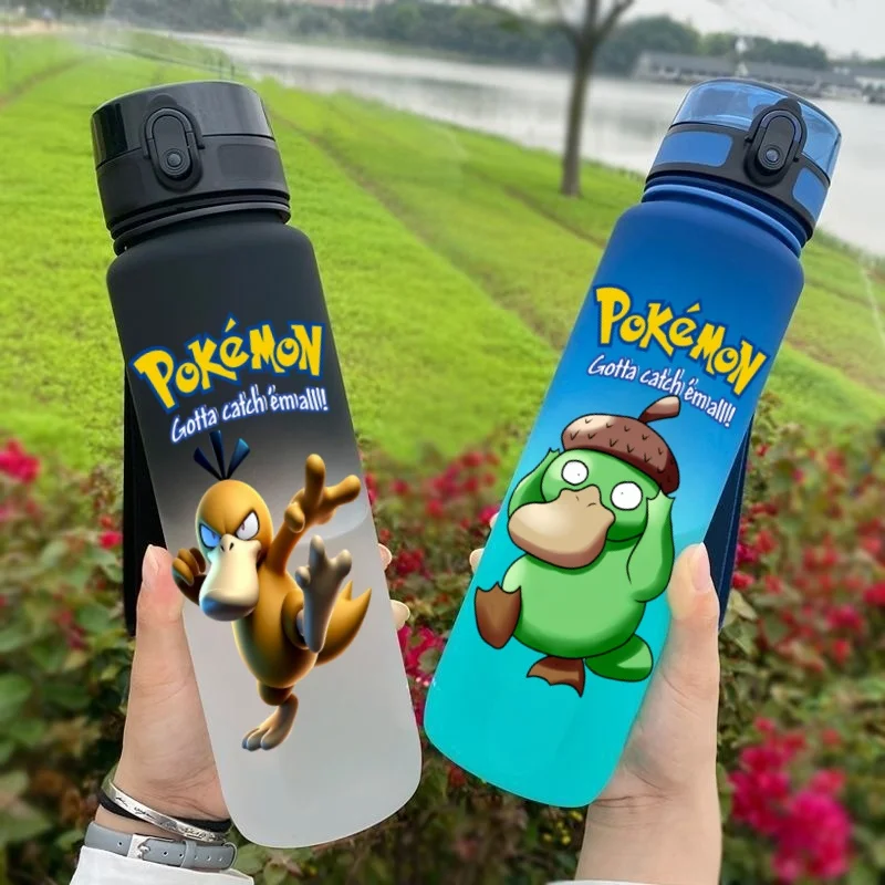 650 ml Psyduck Anime Charaktere Wasser Tasse Tragbare kinder Outdoor Sport Große Kapazität Kunststoff Anti Tropf Wasser Flasche Image