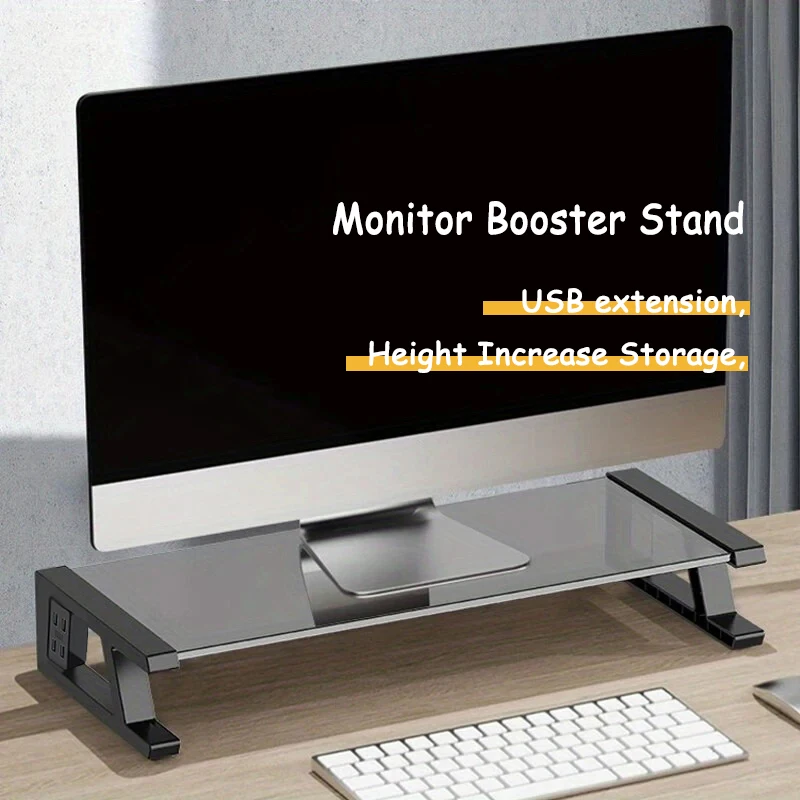 BEISHI Computer Monitor Ständer Ergonomische Desktop Bildschirm Erhöhung Rahmen Basis Home Office Lagerung Rack USB Hub Desktop-Organizer Image
