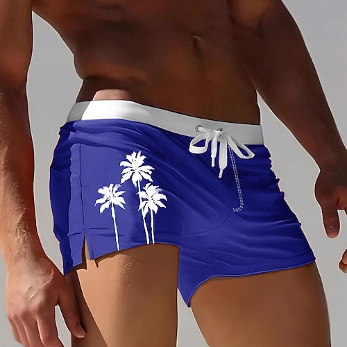 Herren Kokospalme Tropische Pflanzen Badehosen Badeshorts Boardshorts Mittlere Taille 3D-Druck Hawaiianisch Surfen Ferien Strand Kordelzug mit Mesh-Futter Elastischer Bund Designer Bekleidung Image