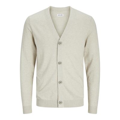 Herrenstrickjacke der Marke Jack & Jones. Die Strickjacke ist aus hochwertiger Baumwolle und Polyester gefertigt. Die fe