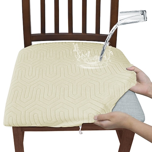 Stuhlsitzbezüge, Esszimmerstuhl-Sitzbezüge mit Bändern, Stretch-Jacquard-Stuhlbezüge, Schoner für Esszimmer- und Küchenstühle Image