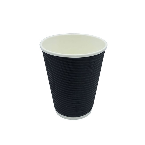 SWS 500 Kaffeebecher Coffee to go 300ml doppelwandig Ø 90x108mm schwarz geriffelt Image