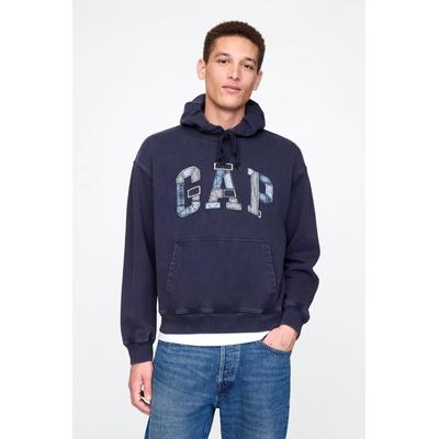 Gap Mens Navy Blue Patchwork Logo Hoodie - Navy Blue