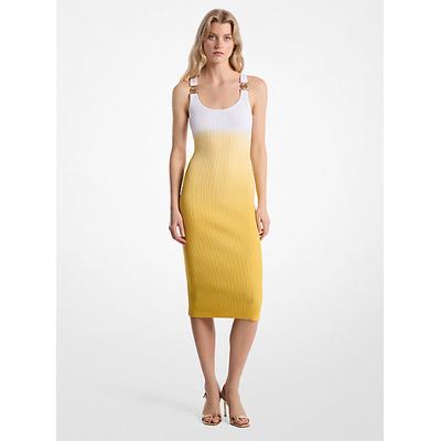 Michael Kors Ombré Ribbed Stretch Viscose Dress Yellow XS