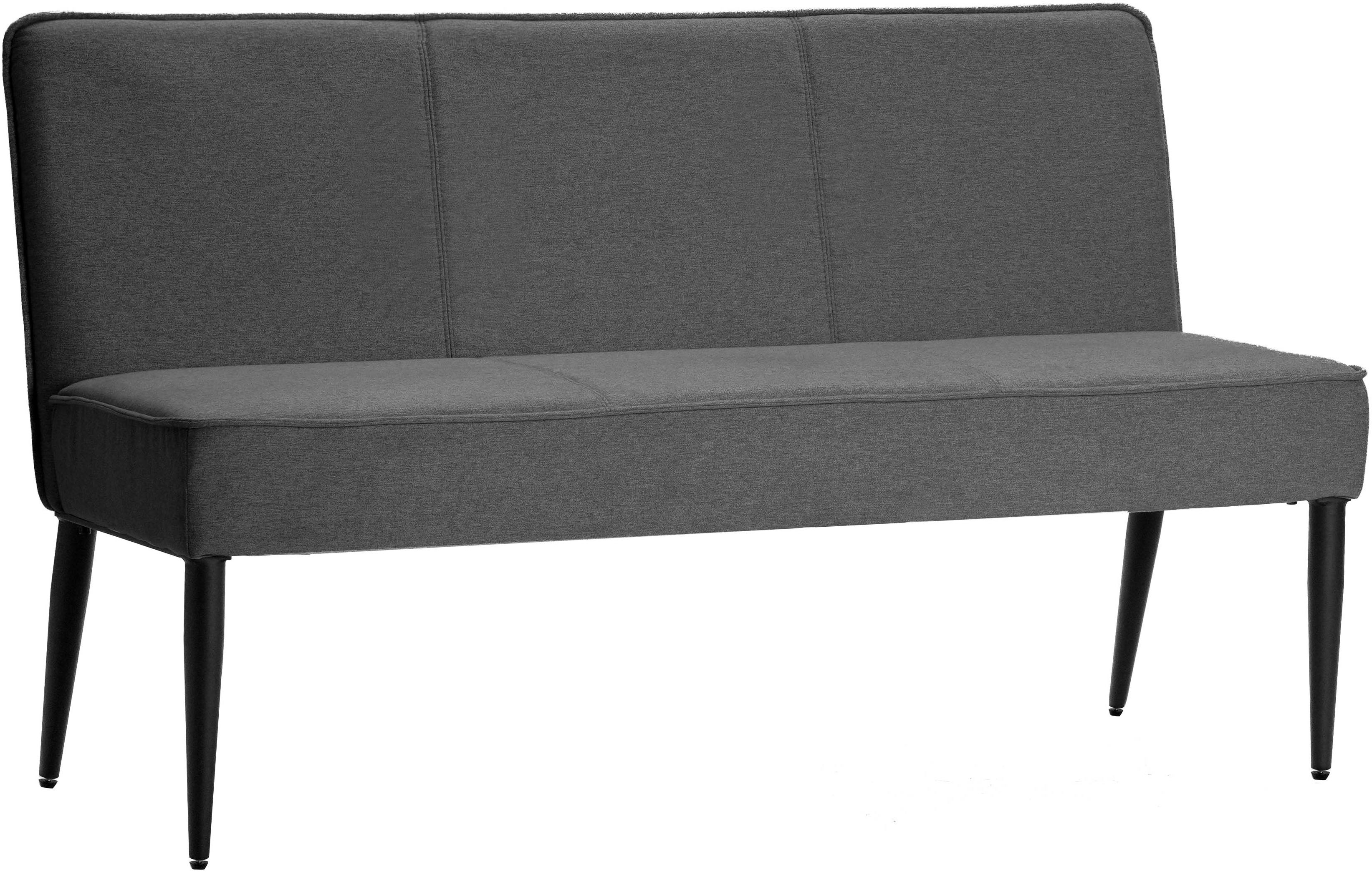 Polsterbank OTTO HOME "Lenzrose", grau (anthrazit, schwarz), B:142cm H:86cm T:61,5cm, Polyester, Sitzbänke, Polsterbank, mit Taschenfederkern, schwarzes Metallgestell, Breite 142 cm