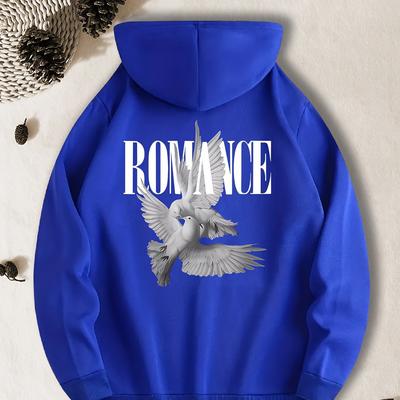 TEMU Men' Casual Hoodie, Polyester , Geometric Pattern, Regular Fit, Knit Fabric With Pockets, Unisex Romantic , Sports Pullover For Men Image