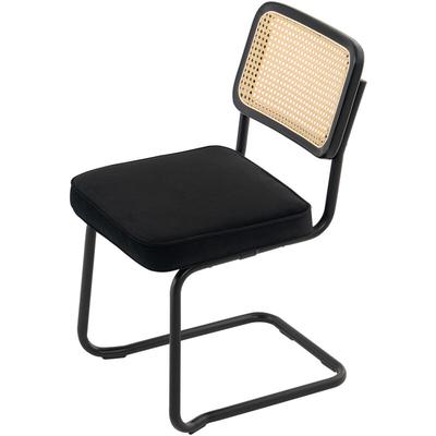 Rattan-Stühle, 2er-Set, moderner Esszimmerstuhl aus der Mitte des Jahrhunderts, gepolsterter Image