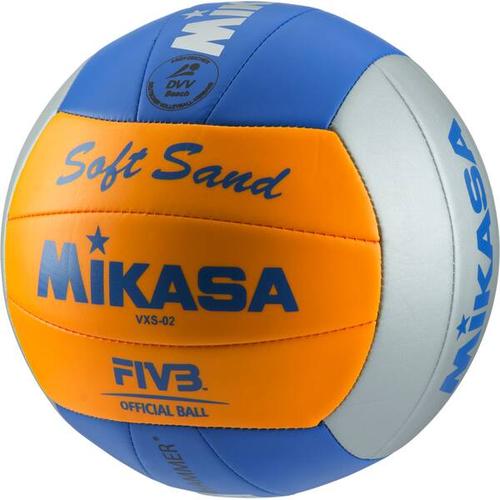 MIKASA Beachvolleyball Soft Sand, Größe 5 in Grau/Orange/Blau