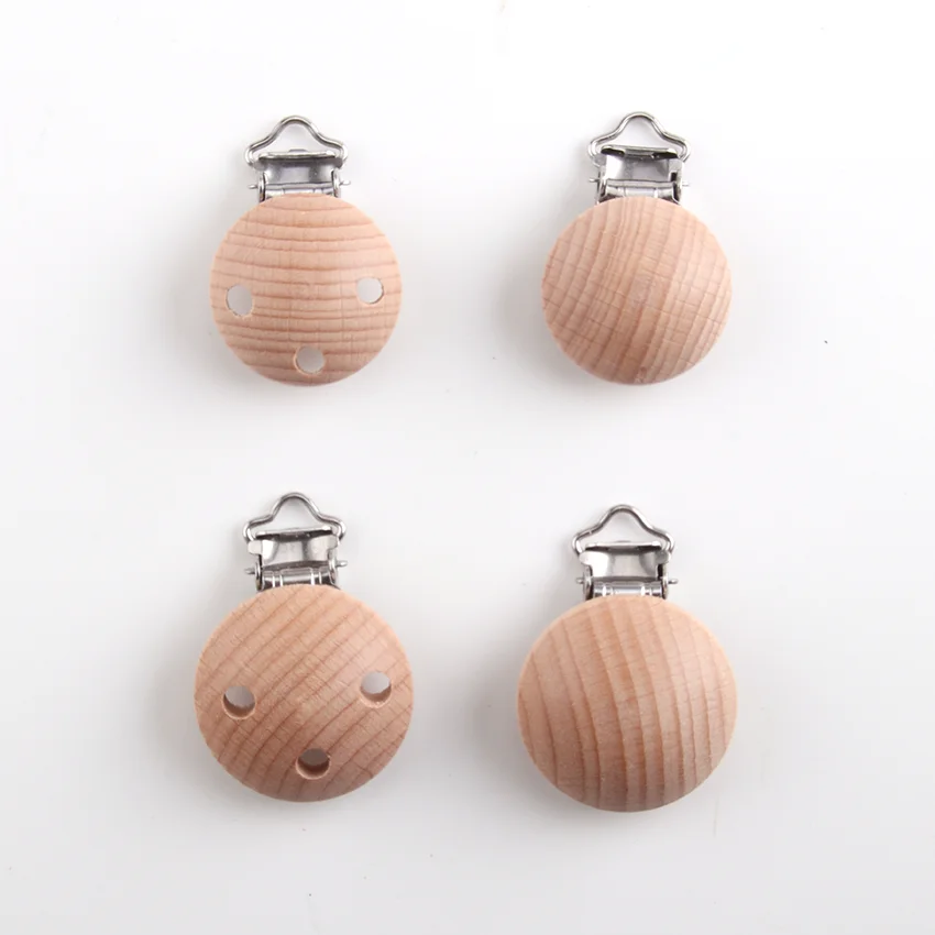 Anneau de dentition en bois de hêtre pour bébé, Clip de sucette, accessoires d'allaitement en métal, dentition à croquer, bricolage, Clips en bois, accessoires