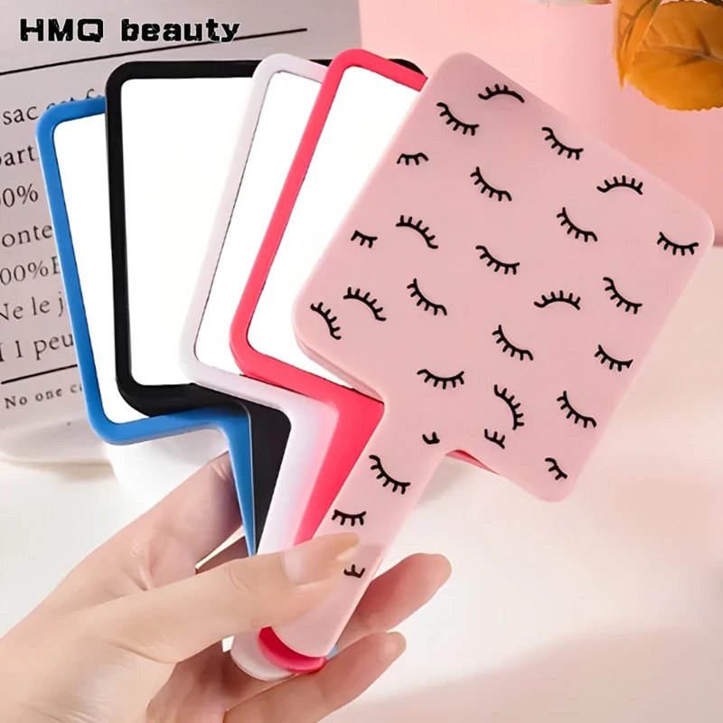 Miroir de maquillage portatif pour Extension de cils, miroir de vanité carré avec poignée en plastique, miroir haute définition, accessoires de beauté