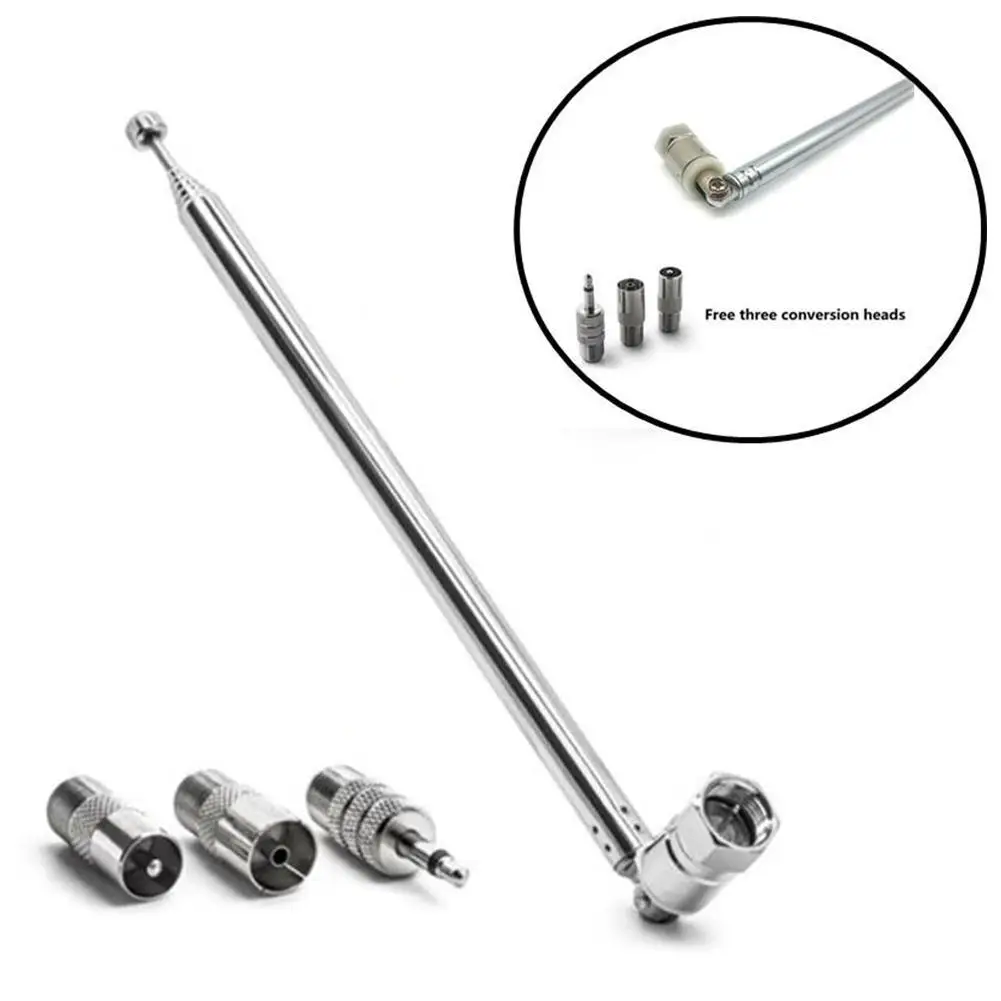 Antenna radio FM 1 set Antenna telescopica FM 75 Ohm Tipo F Adattatore connettore maschio Radio da tavolo Ricevitore stereo HiFi