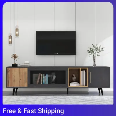 Modern Elegant TV Stand,TV Console Entertainment Center With Storage, TV Cabinet With A Unique Combination,200x40x55.5Cm