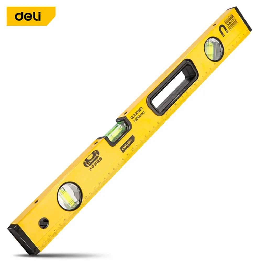 Deli Livella a bolla ad alta precisione Righello magnetico ad alto cuscinetto Bolle a leva Righello orizzontale antiruggine Righello di equilibrio a livella a bolla
