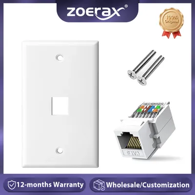 ZoeRax Tooless Cat6 Ethernet Wall Plate ,RJ45 Wall Plate,RJ45 Keystone Jack Connector Cover Plate for CAT6/5E Cable