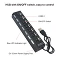 Hub USB 2.0 a 7 porte Hub USB 2.0 Hub splitter multi USB Utilizzare adattatore di alimentazione Hub USB 3.0 con espansore multiplo a 4/7 porte con cavo interruttore
